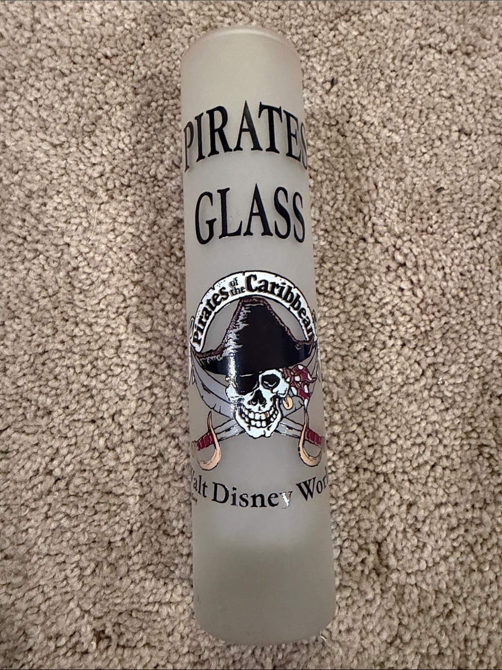 Disney Frosted Glass Tumbler with Black and Red Pirate Skull
